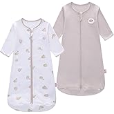 amo nenes 2PCS Baby Sleeping Bag, 100% Cotton Baby Wearable Blanket, Long Sleeve Sleep Sack for Infant Toddler 0-18Months