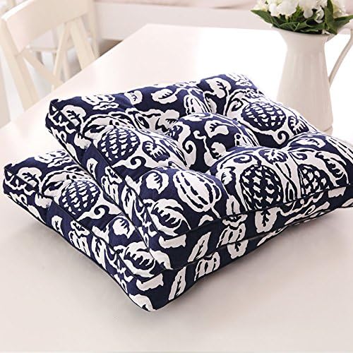 Mangogo Square Super Soft 18"x18" Pearl Cotton Canvas Chair Cushions Thickened Home Office Dining Garden Outdoor Seat Pads Navy Blue,2-Pack