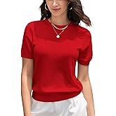 DAIMIDY Womens Cotton & Modal Short Sleeve Sweaters Lightweight Summer Pullover Basic Knit Tops