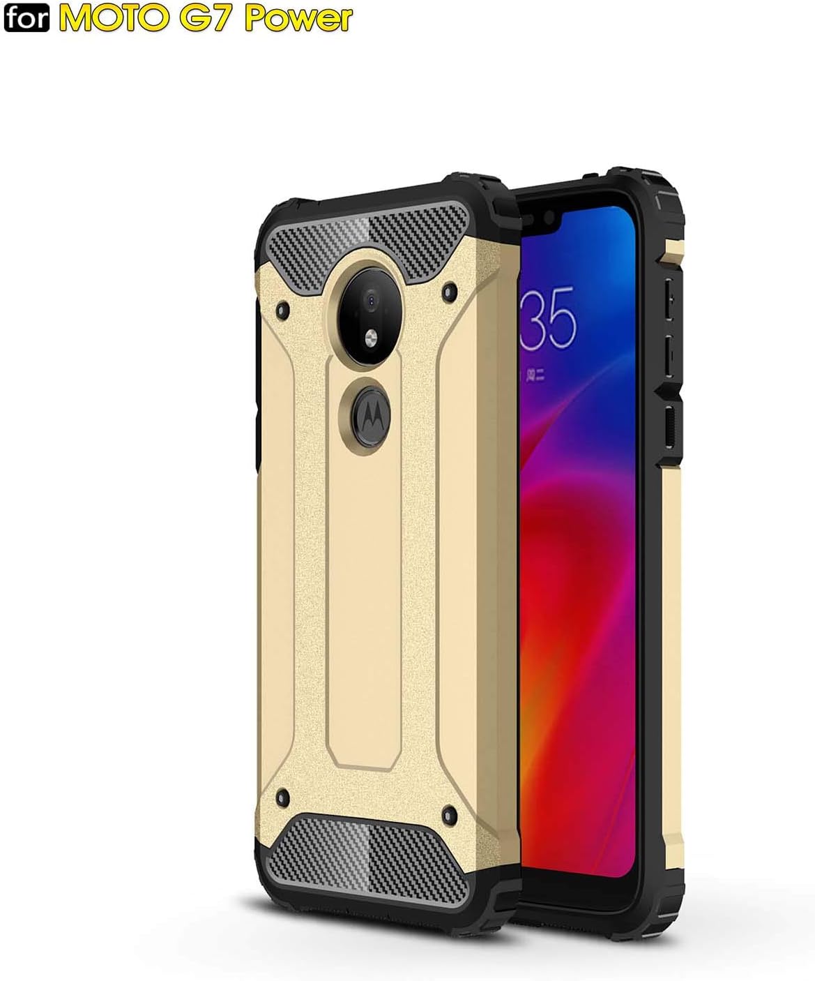 Coque Motorola G7 Power,Golden 360 degrés Protection Silicone Résistant