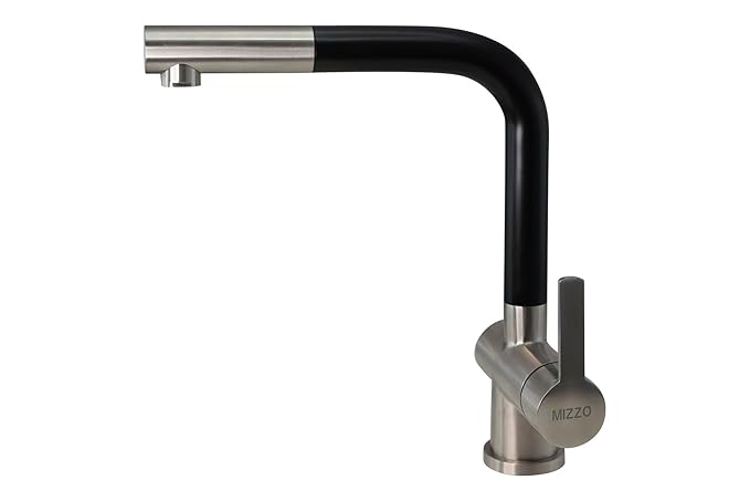 Spültischarmatur Wasserhahn Küche Spültisch Armatur Mizzo Design Avori Schwarz - 100% Edelstahl Mischbatterie - Küchenarmatur