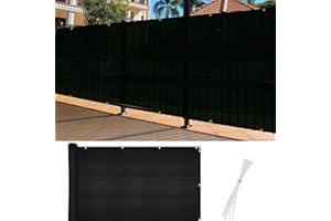 6' x 10' Privacy Screen Outdoor Fence Cover Weather Resistant Black UV Protection Shield with Cable Ties for Porch Deck Backy