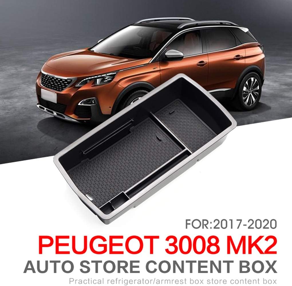 Sunlera compatible with Peugeot 3008 2017-2019 Armrest Tidying Storage Box Center Console Tray Organizer Pallet
