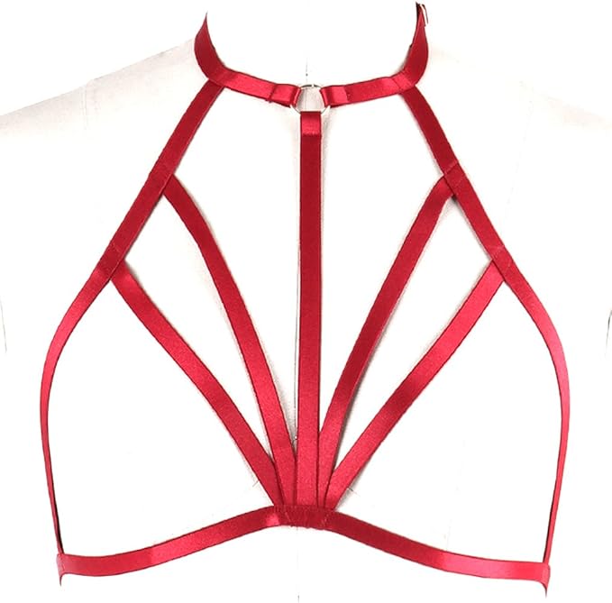Strappy Body Harness Cage Bra Tops Chest Belt Black Gothic
