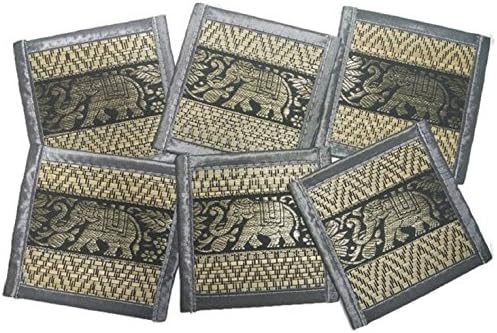 Chic Nature Reed Elephant Collection 6-piece Handmade Coaster Set, Assorted Color (Grey #1)