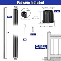 BLIKA 50 Pack 36" Aluminum Deck Balusters with