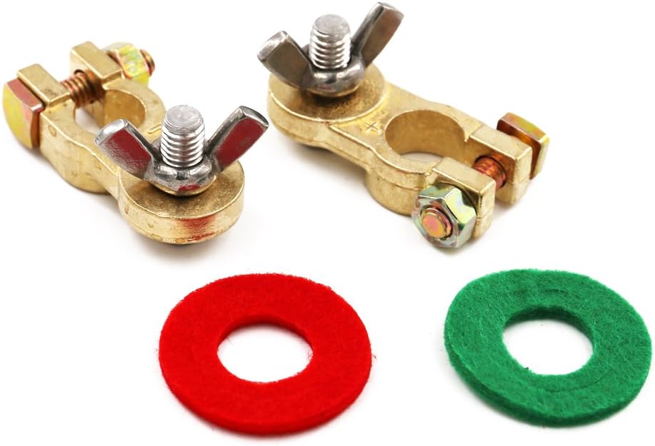 UTSAUTO Thickened Brass Battery Terminal Set 2Pcs Positive & Negative Car Battery Terminal Connectors Clamp For Truck Van Marine Boat Max Current 300A: Automotive