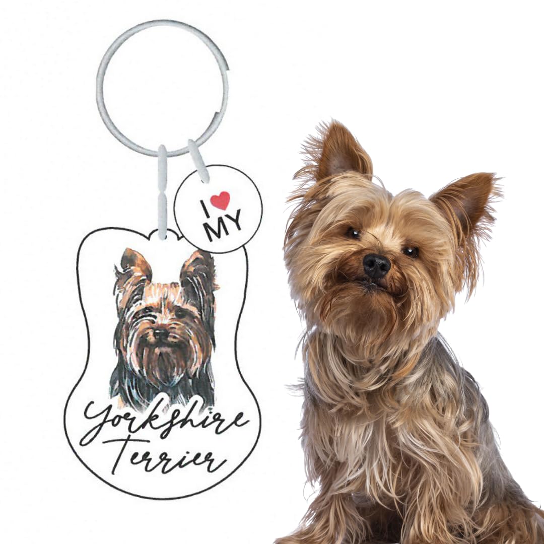 Splosh Personalised Yorkshire Terrier Keyring. Customised Dog Key Chain Gifts. Key Rings for Dog Lovers