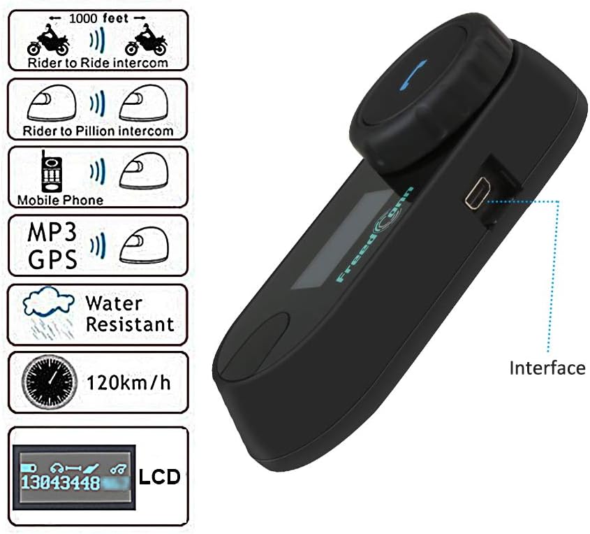 cavo rigido/confezione da 2 FreedConn TCOM-SC Auricolare Bluetooth per  Casco Moto per moto fino a 2-3 riders Moto Interfono per Walkie Talkie GPS  mani libere FM Radio Elettronica per veicoli Auto e