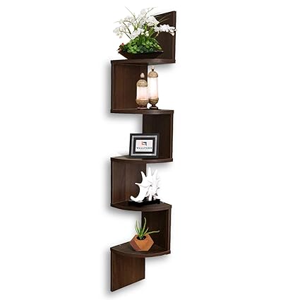 Wallfurn Royalty Corner Mdf Wooden Shelf Wall Mount Zigzag
