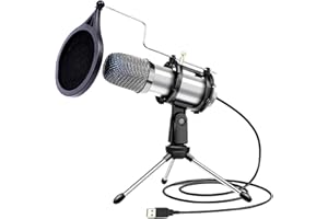 GOODSCIOUS Omnidirectional Condenser Microphone for Computer - USB Podcast Microphone for Streaming Mic - Computer Microphone for Desktop - Recording Microphone for Singing with Pop Filter, Shock Mount & Tripod