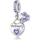 HappyStar 925 Sterling Silver Happy Birthday Bead Charm Love Heart Shape Birthstone Charms for Bracelets Dangle Pendant with 5A Cubic Zirconia Compatible Pandora Bracelets Jewelry Gift for Women