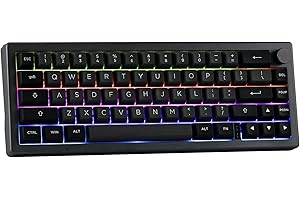 EPOMAKER EK68 65% Wireless Gaming Keyboard with Metal Knob, Hot Swappable Gasket Mechanical Keyboard, Bluetooth 5.0/2.4Ghz/USB-C, NKRO, Programmable, RGB Backlit (Black Silver, Flamingo Switch)