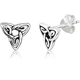 WithLoveSilver 925 Sterling Silver Triquetra Celtic Trinity Stud Earrings