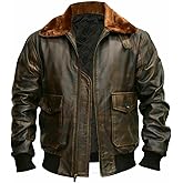 Men's Premium Real Leather Vintage G-1 US Naval Flight Jacket - Military Aviator Vintage Bomber Jacket