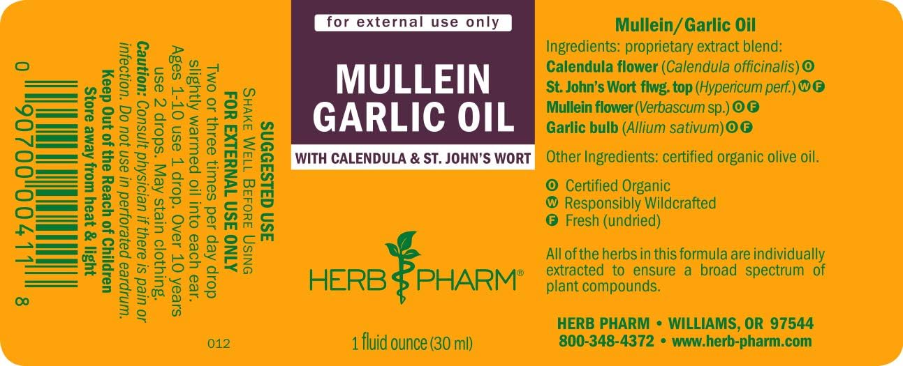 Herb Pharm Mullein Garlic Herbal Oil - 1 Ounce: Health & Personal Care