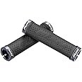 Funn Combat II Mountain Bike Handlebar Grips with Double Lock on Clamp, Comfortable and Durable Grips with 22 mm Inner Diameter, Waffle Patterned Bike Grips for MTB/BMX