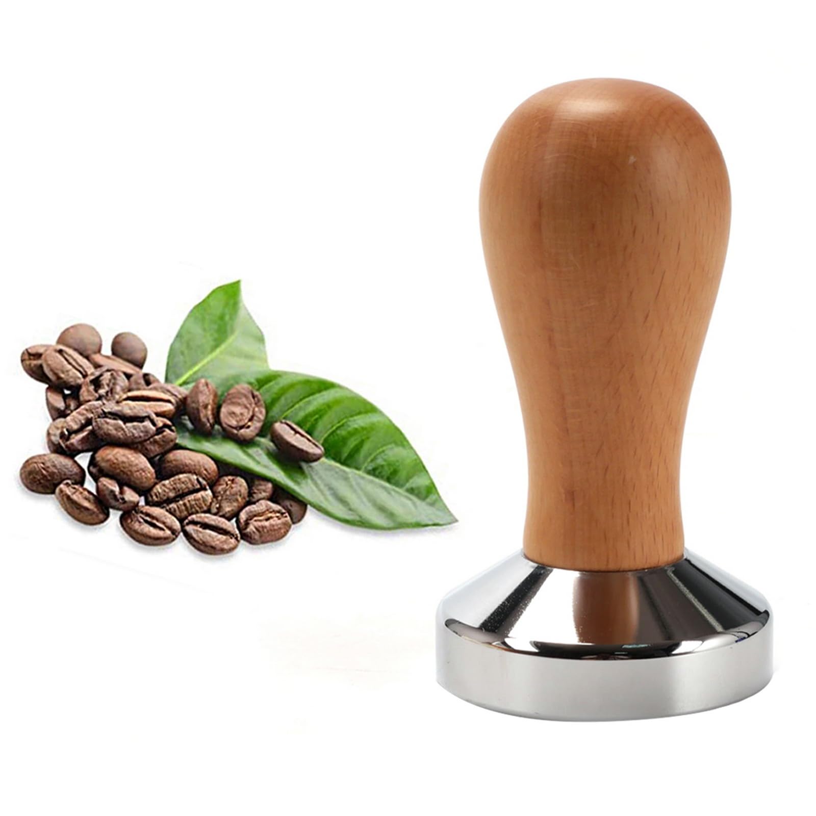 IIF 51mm Coffee Tamper Espresso Press Flat Base Coffee Tamper, Wood Handle Barista Tamper for Coffee Grounds Barista Espresso Machines Accessory (51mm)