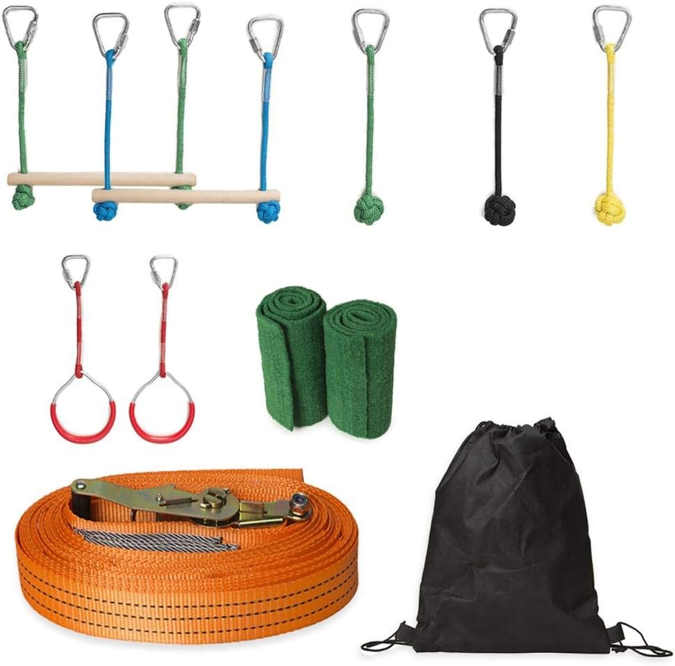 AKSHOME Slackline Monkey Bar Kit Carrera de obstáculos al Aire Libre