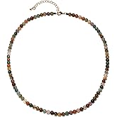 Lightock Simple Choker Necklace for Women Real Stone and Crystals Necklaces 4mm Beaded Choker Jewelry Meditation Gift for Women (16"+2")