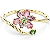 Swarovski Idyllia bangle, Mixed cuts, Flower, Multicolored, Gold-tone finish
