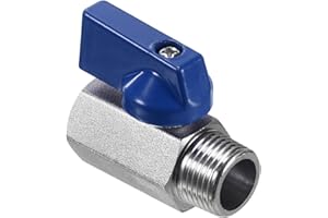 PATIKIL 3/8 NPT Brass Mini Ball Valve, 1 Pack NPT Female to Male Shut-Off Valve for Pipe Coupler Connector, Blue