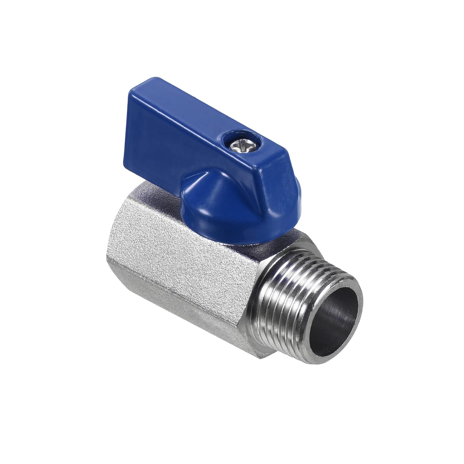 PATIKIL 3/8 NPT Brass Mini Ball Valve, 1 Pack NPT Female to Male Shut-Off Valve for Pipe Coupler Connector, Blue