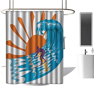 Cortina de ducha de tela impermeable Qenuan, para verano, playa, con