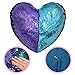 Tomus-UNI Mermaid Sequin Pillow with Insert, 13''×15'' Heart Magic Reversible Sequins Cushion for Home Décor(Bright Green/Purple)