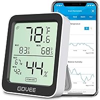 Govee Hygrometer Thermometer H5075, Bluetooth Indoor Room Temperature Monitor Greenhouse Thermometer with Remote App Control,
