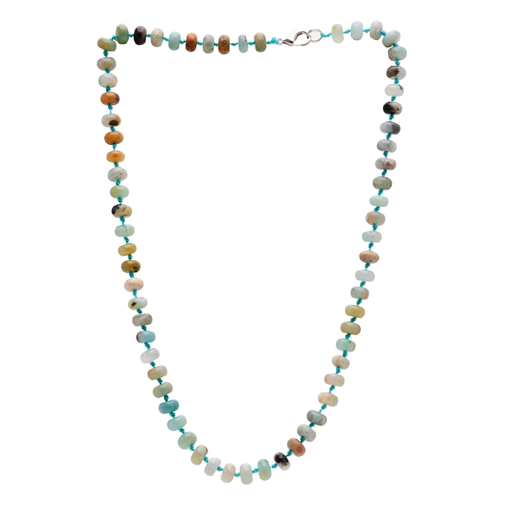 Treasure Bay Women's Handmade Necklace 8mm Rondle Shape Gemstone Beaded Necklace (Amazonite)