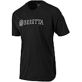 Beretta Men's Hardlines Casual Active Wear Crew Ribbed Neck Logo Pattern Double Needle Hems Regular Fit Short Sleeve T-Shirt