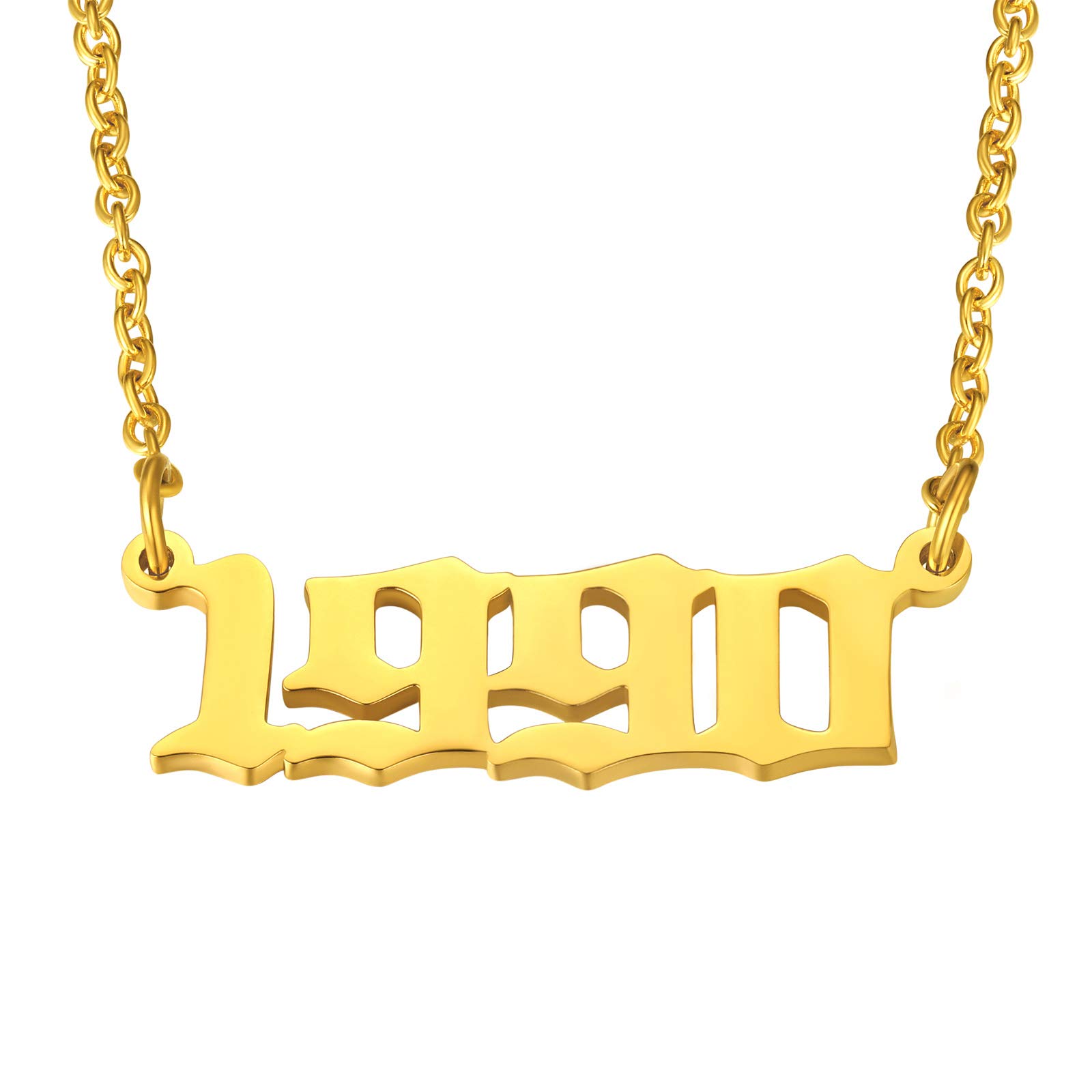 FindChic Number Chain 90s Gold Jewelry for Women 1990 Necklace Gold