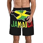 JUDIMANG Jamaica Map Men's Swim Trunks Quick Dry Board Shorts Beach Swimsuit with Pockets Mesh Lining