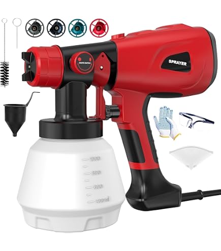1000W Electric Paint Sprayer – Adjustable Flow Knob, 1400mL Container, 4 Copper Nozzles, 3 Spray Modes – For Furniture, Walls, Fences, Vehicles