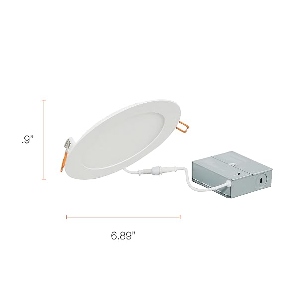 SYLVANIA LED 6″ SLIM MICRODISK RECESSED DOWNLIGHT, JUNCTION BOX, 16W, 5 CCT COLOR SELECT (2700K / 3000K / 3500K / 4000K / 5000K), DIMMABLE, 1200 LUMENS – 1 PACK (61405)