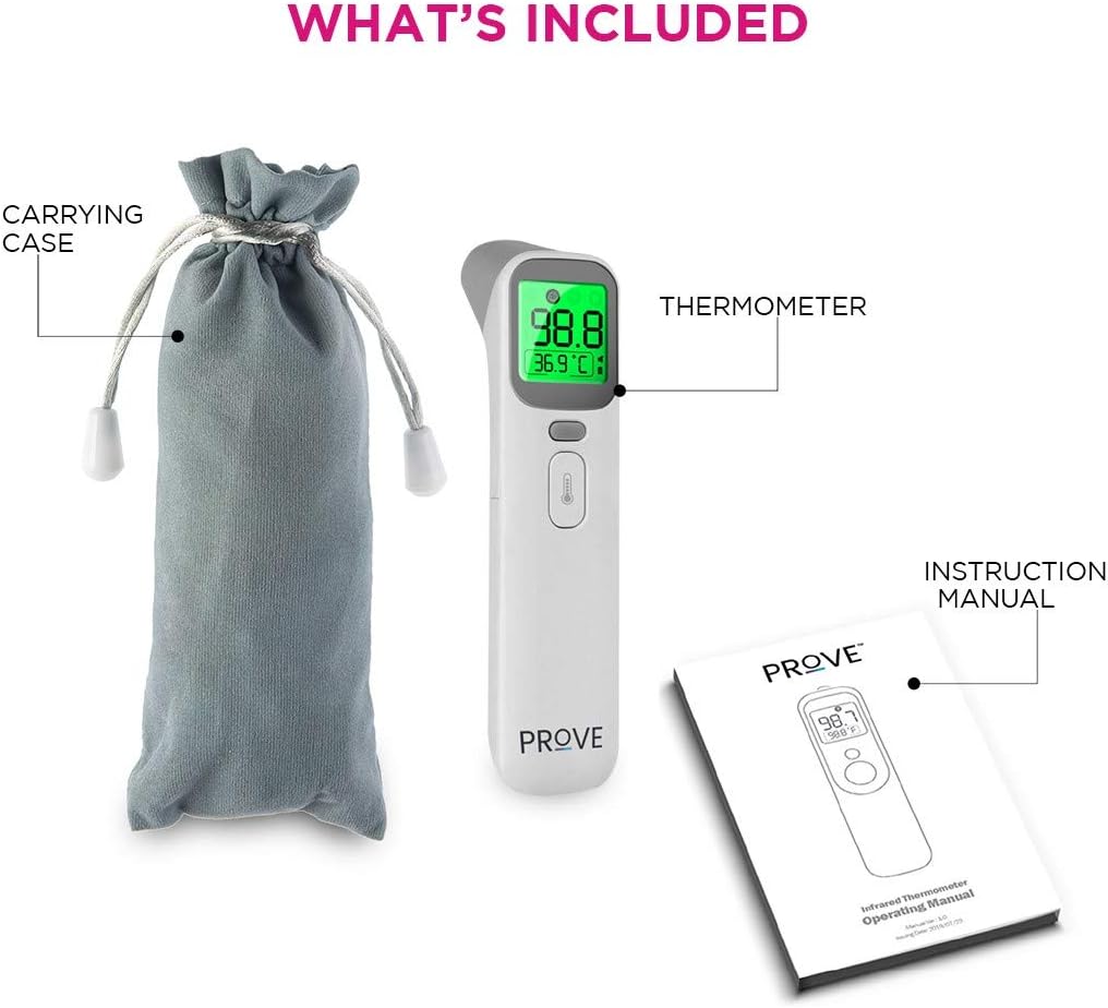 Prove Multifunction Infrared Thermometer | 4-in-1 Infrared Thermometer for Kids and Adults | Adult Forehead Mode, Child Forehead Mode, Ear Mode, and Object/Room Mode | Color Changing Fever Indicator: Health & Personal Care