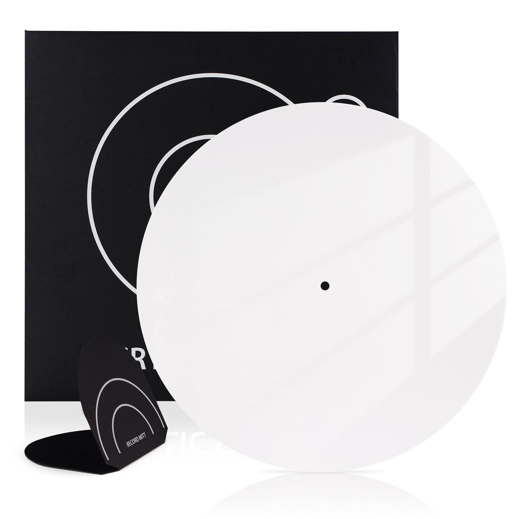 Photo 1 of Rockhouse White Acrylic Slip Mat Vinyl with Record Mitt, Turntable Platter Record Player Mat DJ Slipmats for 12'' Vinyl Turntable Antistatic, Reduce Noise