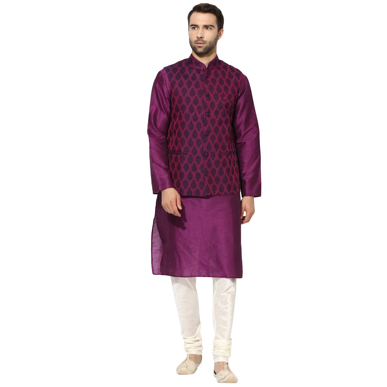 kisah benarasi cotton silkself designwaistcoat for men's