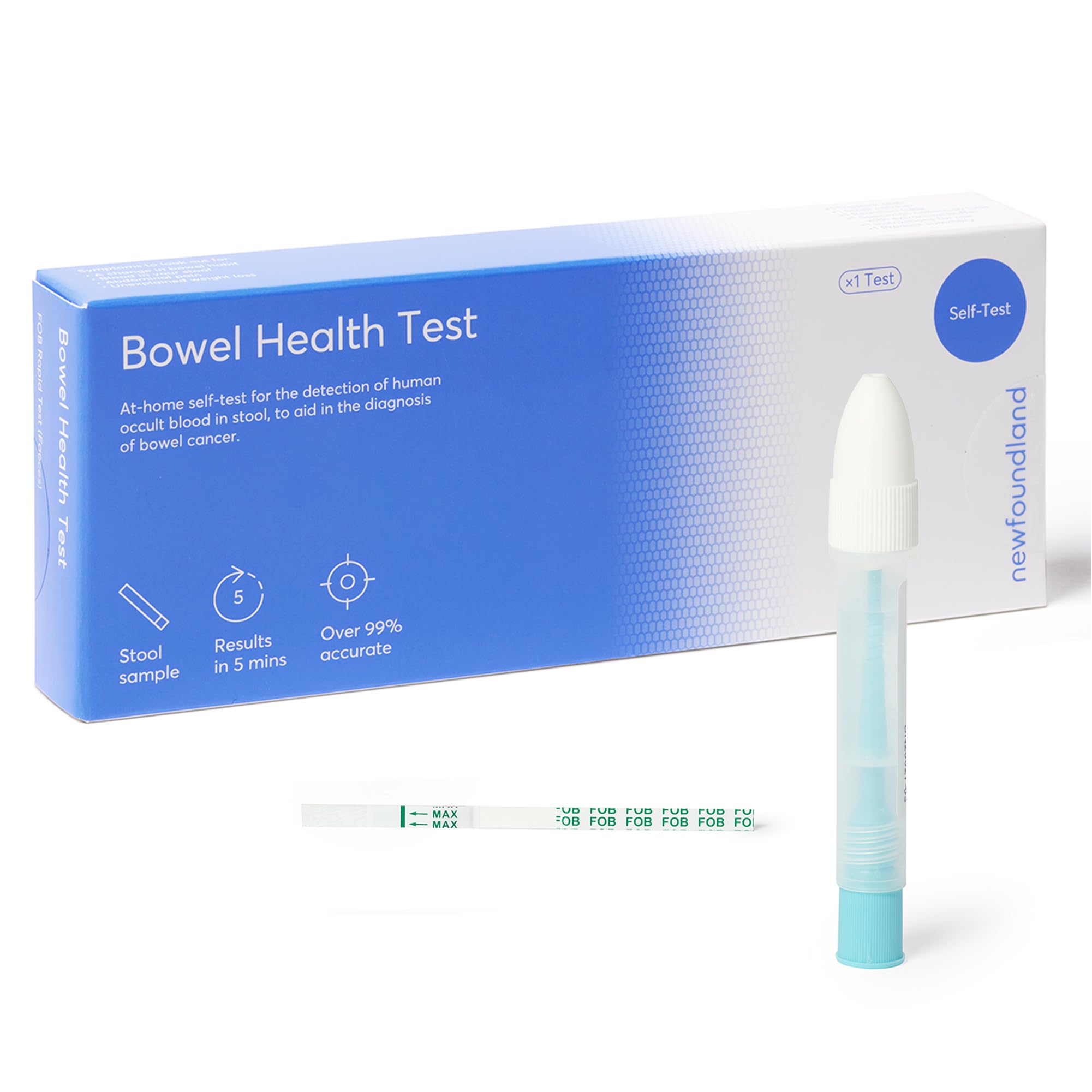 Newfoundland Bowel Health Home Test Kit - Simple to Administer for Colon Heath - Stool Sample for Occult Blood - Monitoring Your Bowel Health - CE Certified - Single Test Self-Testing Kit