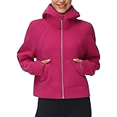 THE GYM PEOPLE Women's Full-Zip Up Hoodies Jacket Fleece Workout Crop Tops Sweatshirts with Pockets Thumb Hole