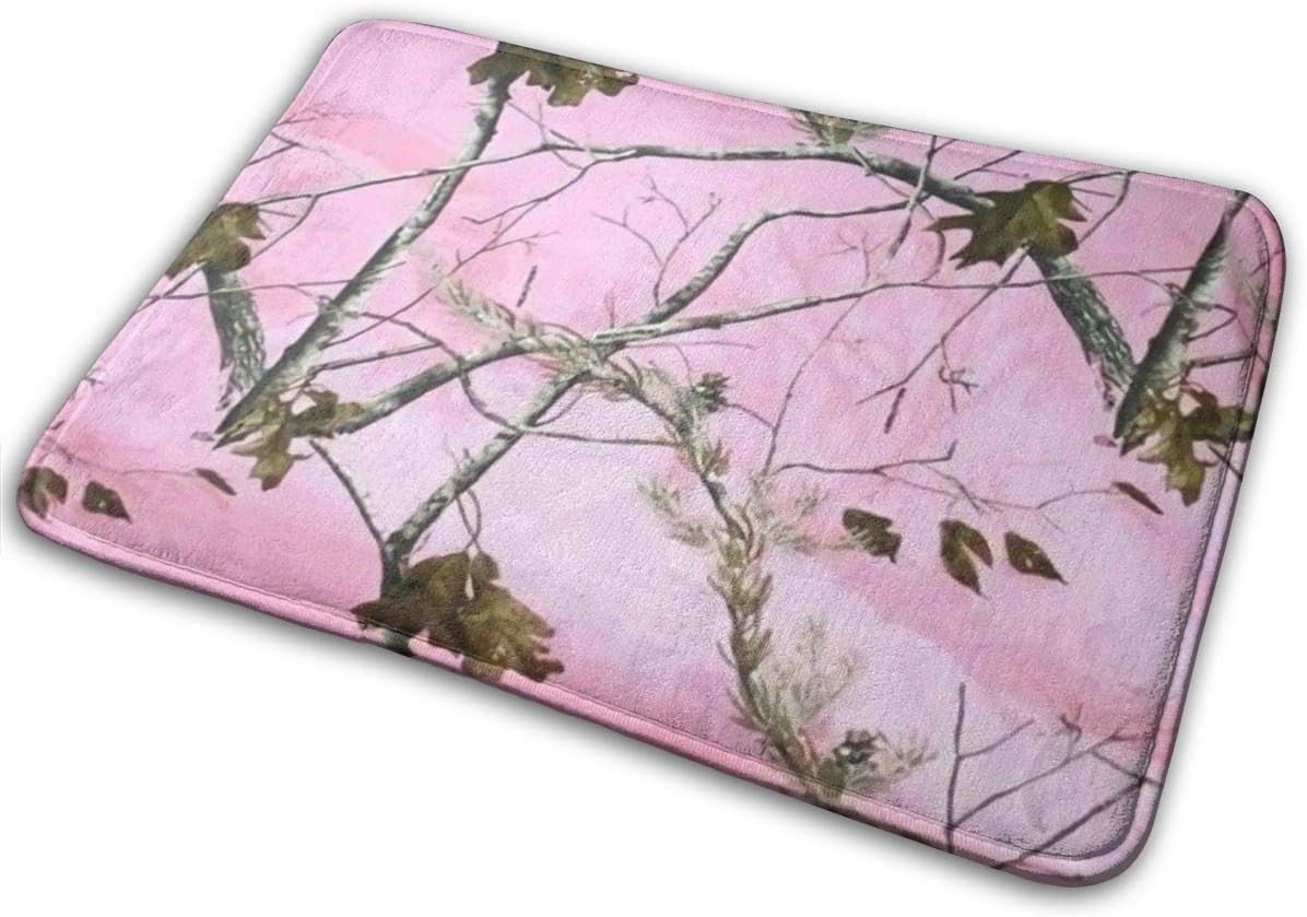 AOOEDM Alfombrilla de Entrada de Camuflaje Rosa Realtree con Respaldo