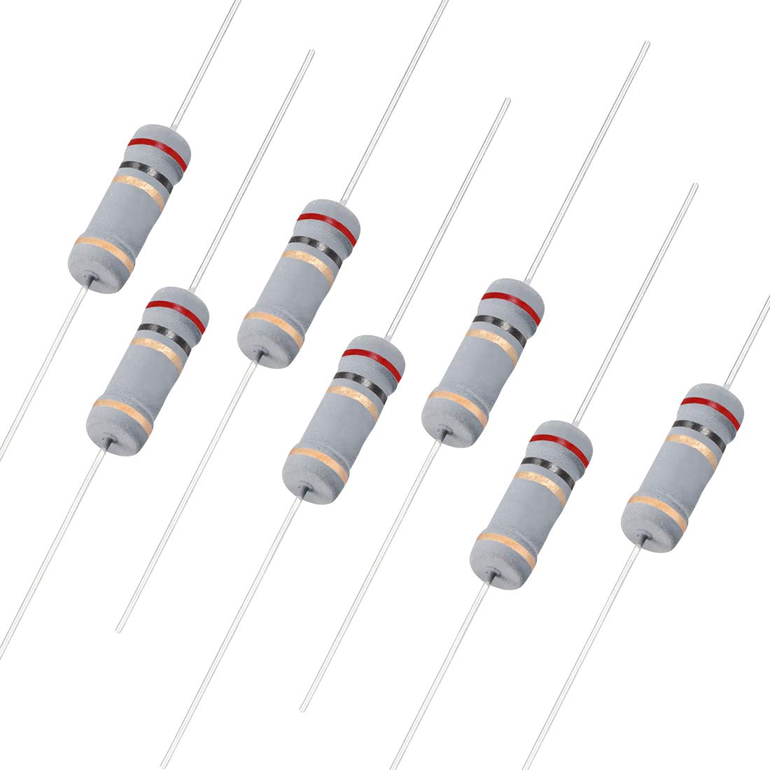 sourcingmap 200Pcs 2 Ohm Resistor, 2W 5% Tolerance Carbon Film Resistors, 4 Bands for DIY Electronic Projects and Experiments