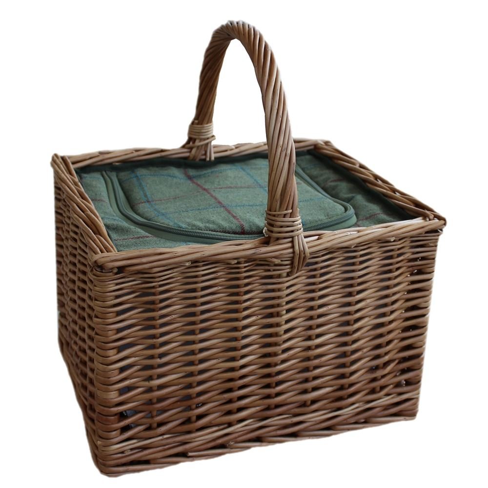 Wicker Willow Wicker Butchers Basket with Zipped Cooler Bag