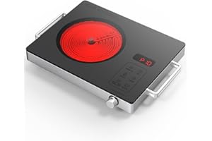 Portable Ceramic Cooktop Infrared Hot Plate,Stainless Steel Countertop Burner With Double Rings Heating Dual Control 10 Power