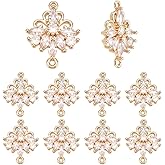 CRAFTYMELODY 10Pcs Flower Connector Charms Brass Link Charms Floral Pendants with 2 Hole Double Loop Knot Connector for Jewelry Making Accessory Supplies DIY Craft Necklace Bracelets Earring