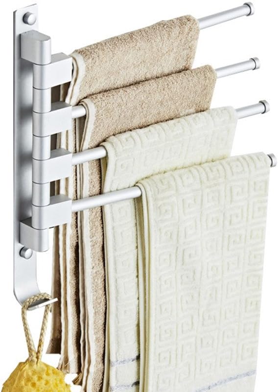 Yafeco Wall Mounted Bathroom Swing Towel Bars Swivel Towel Shelf, Hanger Towel Rack Holder Organizer,Aluminium Oxide Environmental Friendly(4-Arm)