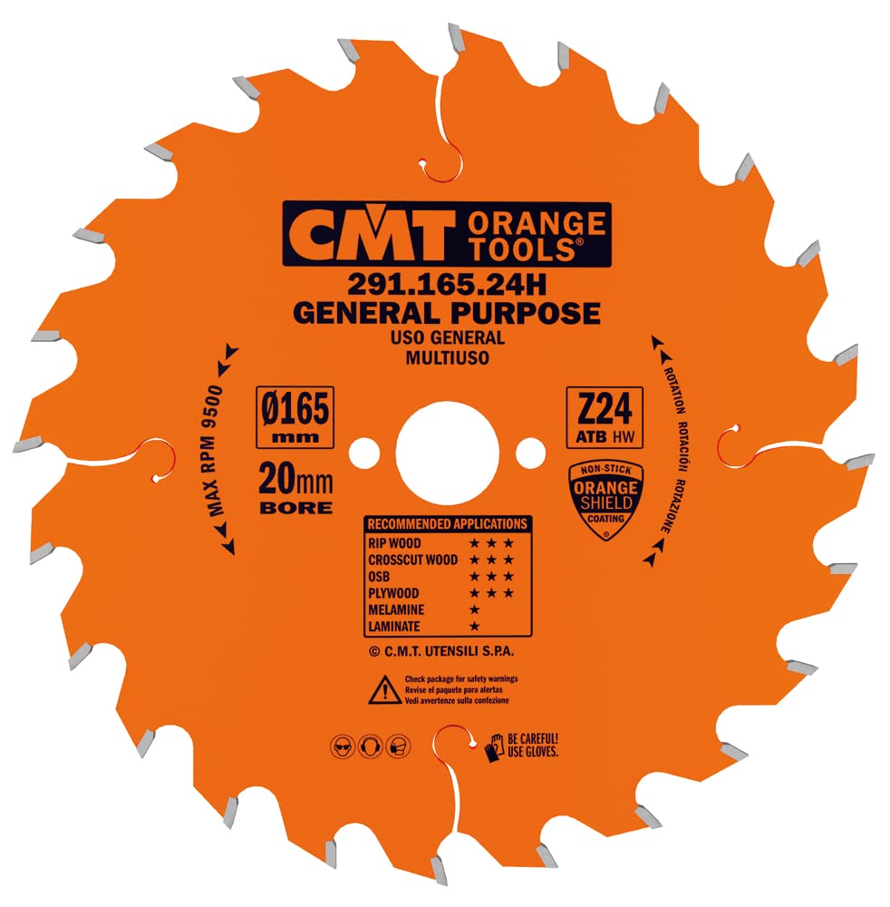 CMT Orange Tools Circular 291,165.24h-sega 165 x 2.6 x 20 Z 24 ATB 15 Degrees