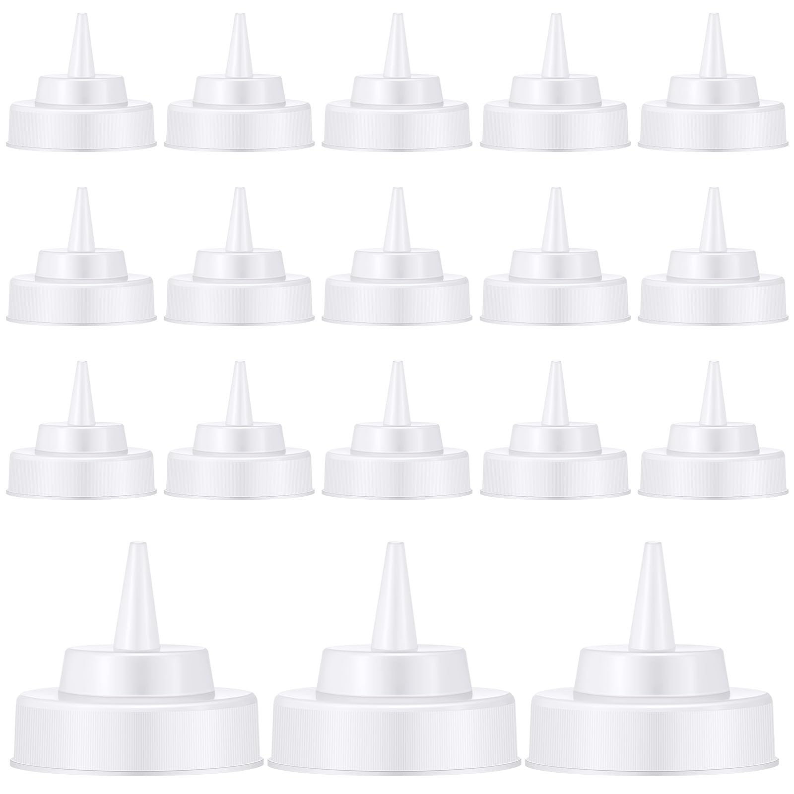 Photo 1 of Tioncy 18 Pcs Condiment Squeeze Bottle Replacement Cap Plastic Wide Mouth Squeeze Lids for 63mm Emptying Bottle 2.76inch Natural Cone Tip Dispensing Caps for Kitchen Dining Room Dispenses Sauce
