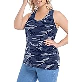 Veiqua Womens Plus Size Tops Cute Sleeveless Shirts Racerback Basic Tank Tops